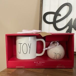 Rae Dunn “Joy” Holiday Mug and Ornament Set NIB